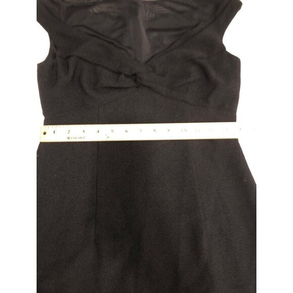 David Meister Little Black Dress Size 4 Sheer Top Short Sleeve Chic Classic USA - Picture 7 of 12